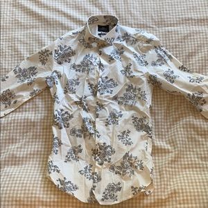 Never worn slim fit chic floral print button down